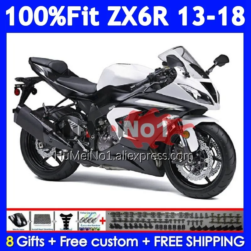 Body For KAWASAKI NINJA ZX Glossy white 6R 636 ZX-6R 209No.0 ZX6R 13 14 15 16 17 18 2013 ZX636 2014 2015 2016 2017 2018 Fairing