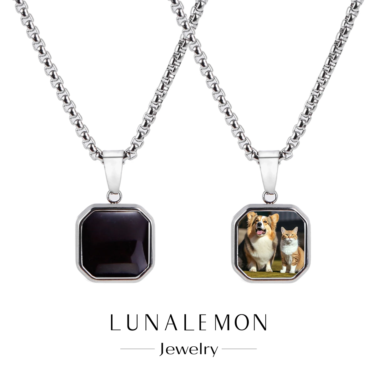 

Custom Photo Temperature Color-changing Necklace with Picture Inside I Love You Necklace 100 Languages Personalized Heart Pendan