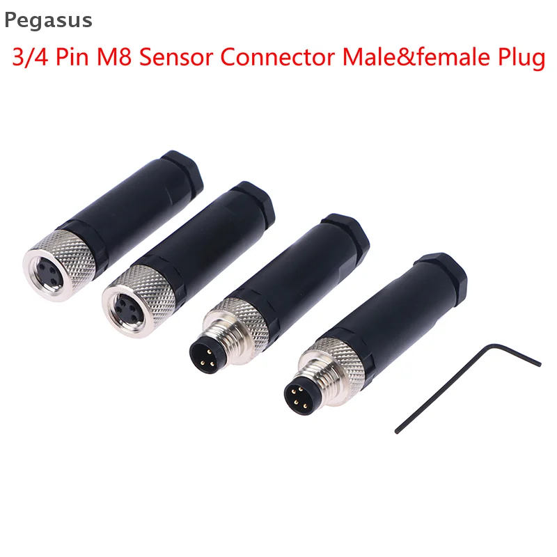 High-Tech M8 Male & Female Sensor Connector Plug, Waterproof, Screw Thread Coupling, Back Mounted 3 to 4 Pin Socket