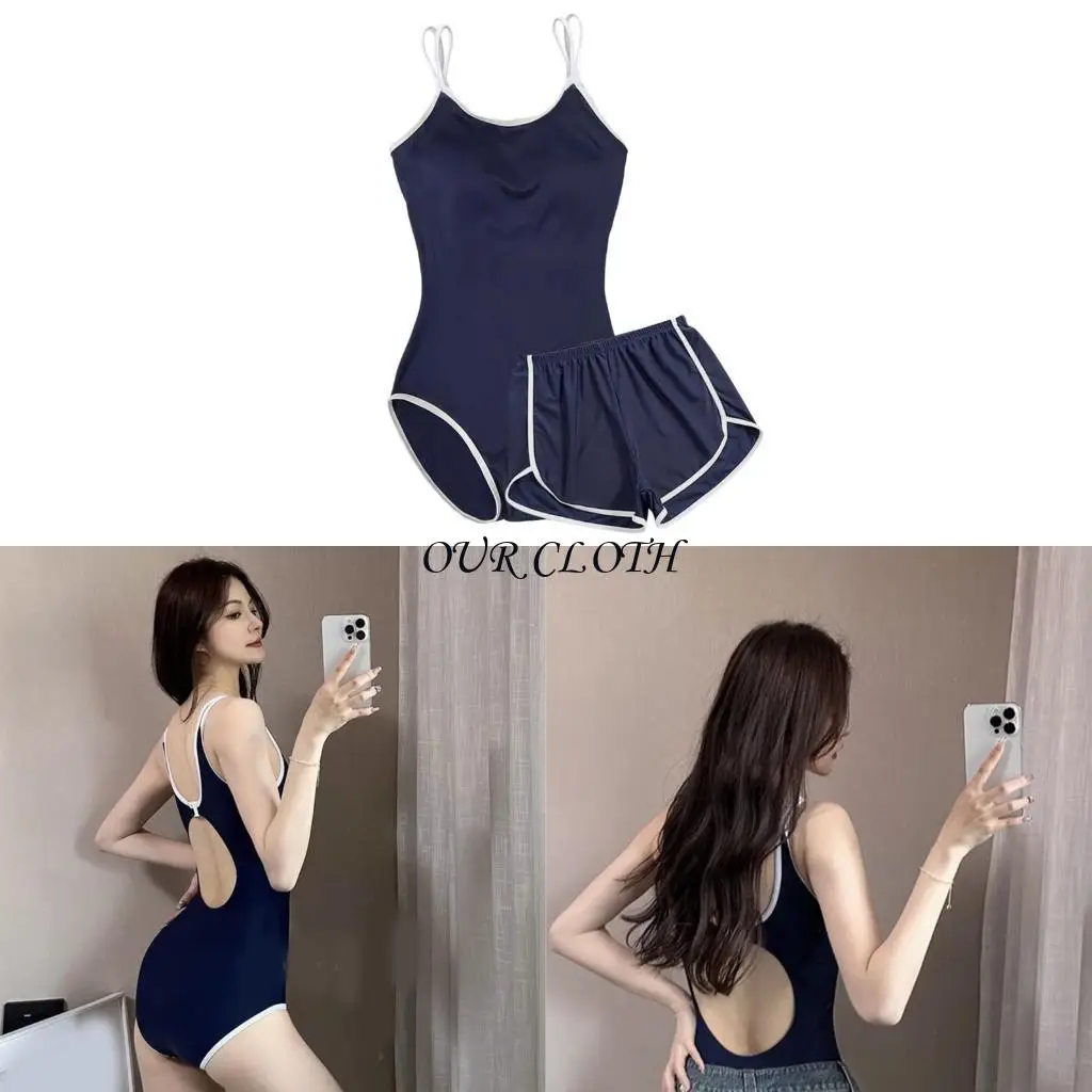 Women Piece Swimswears with Quick Dry Swim Shorts Ladies Tummy Controlled Monokini Bathing Suit with Beach Boyshorts Y1AC