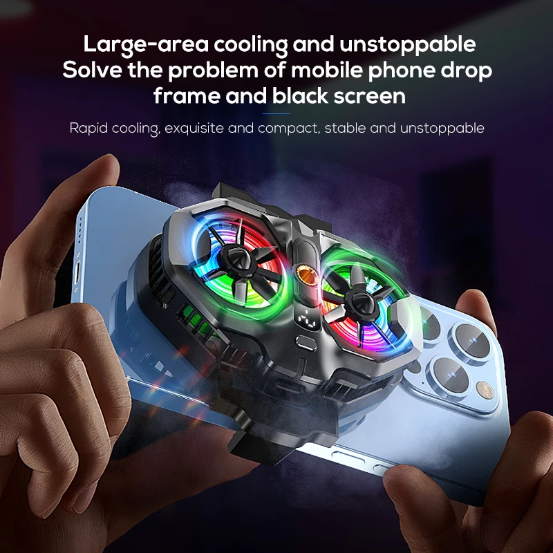 MEMO DL21 Mobile Semiconductor Back-clip Dual Fan Cooling Radiator for Live Streaming PUBG Game Cooler Support 50-90.5mm Phones
