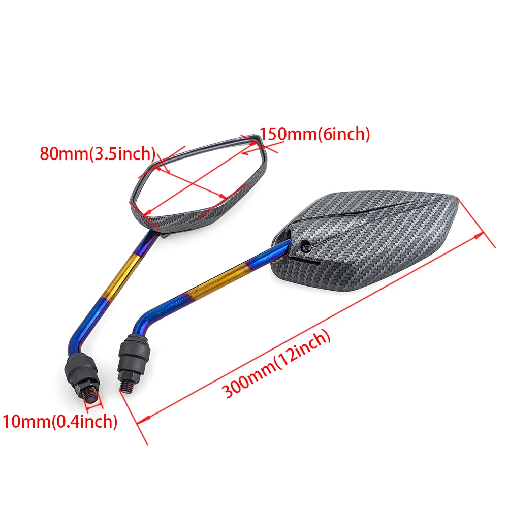 Uniwersalne lusterka boczne 10 mm do motocykli, skuterów i rowerów szosowych, pasujące do Honda, Suzuki, Kawasaki, Yamaha, nowe.