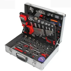 112-piece machine repair tool set auto repair sleeve multi-function aluminum alloy hardware box ratchet wrench