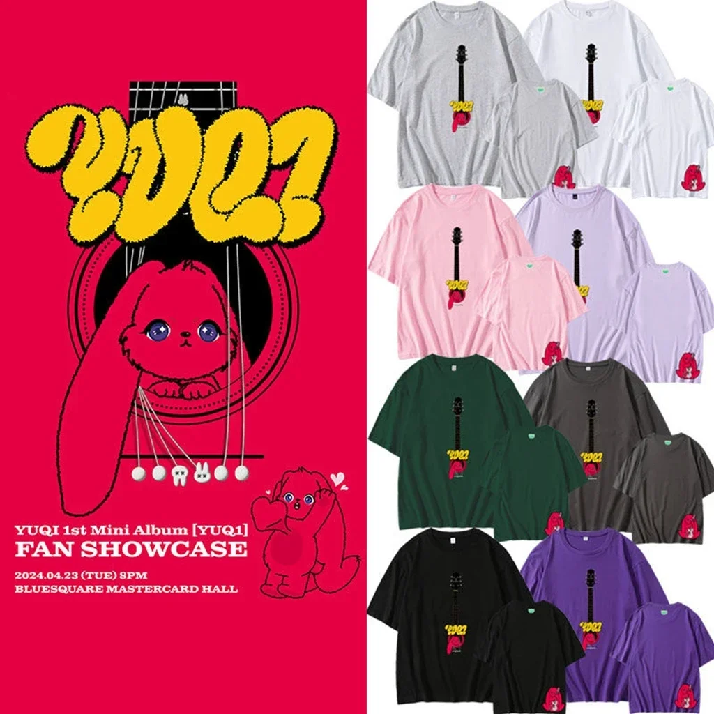 

KPOP (G)I-DLE GIDLE YUQi 1-й мини-альбом YUQ1 футболка для женщин и мужчин Y2K уличная одежда хип-хоп с коротким рукавом 100% хлопок Графические футболки