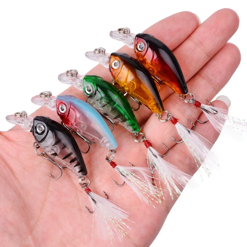 

Sea.Yolo Lure Bait Rock Crankbait Hard Bait 4.5cm 4g Lure Fishing Bait with Feather Artificial Fake Bait Fishing Tool