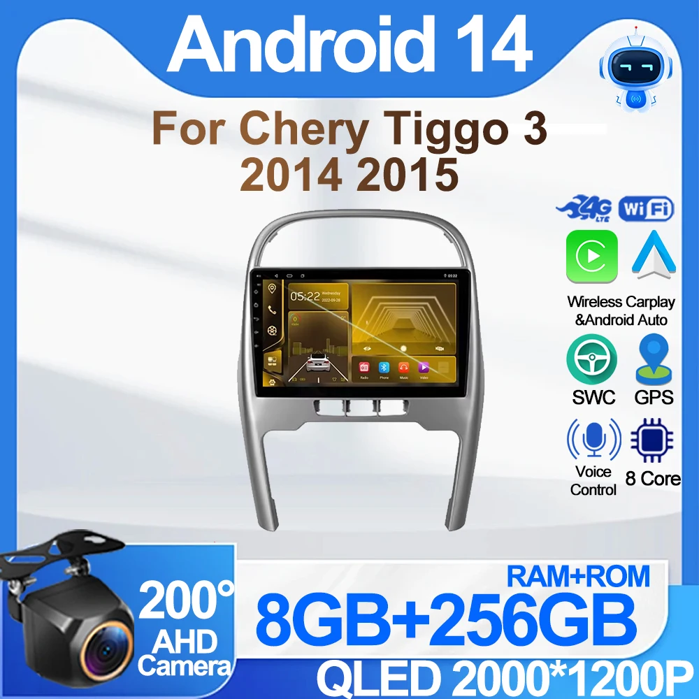 

Car Stereo For Chery Tiggo 3 2014 2015 GPS Navigation Multimedia Player Mirror Link Rear Camera Bluetooth Carplay DSP Wifi 5G