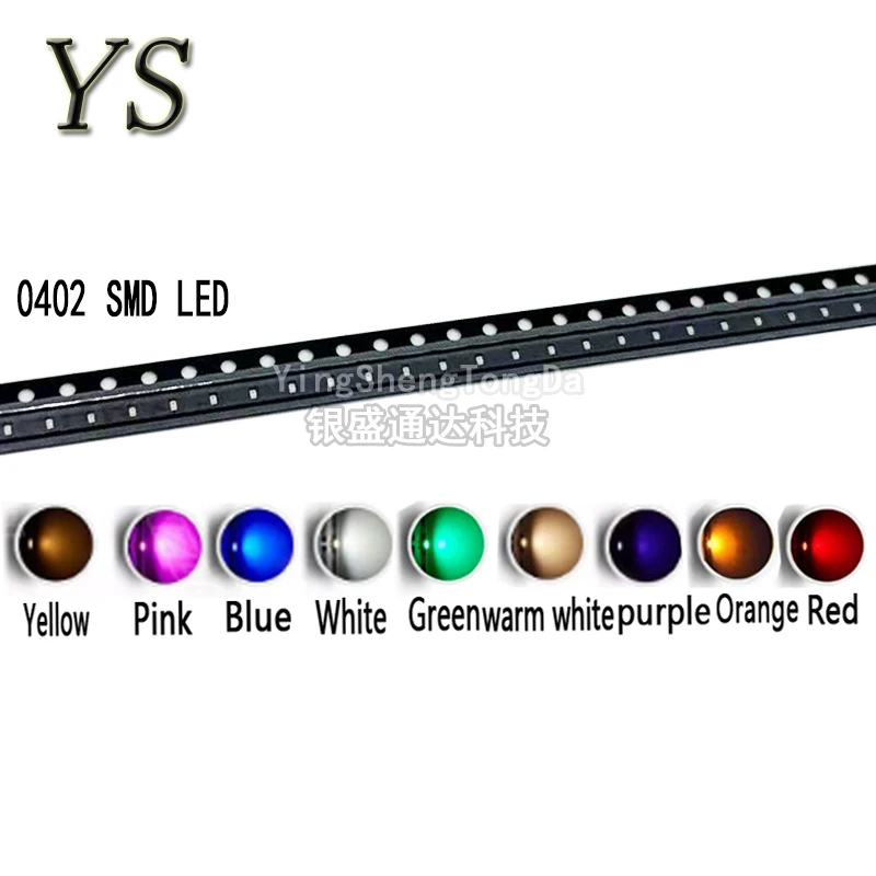 100PCS 0402 0603 0805 1206 SMD LED Red Blue White Green Yellow Orange Pink Purple Warm White Light Emitting Diode Good Quality