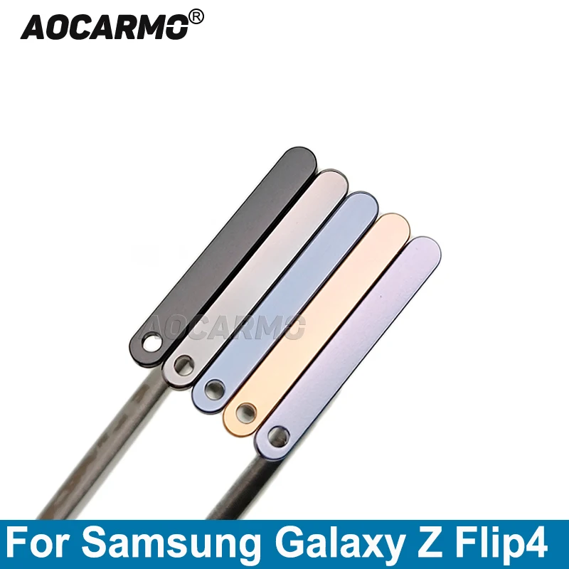 Aocarmo Black Silver Gold Purple Blue Gold SIM Card For Samsung Galaxy Z Flip4 Sim Tray Holder Slot Replacement Parts