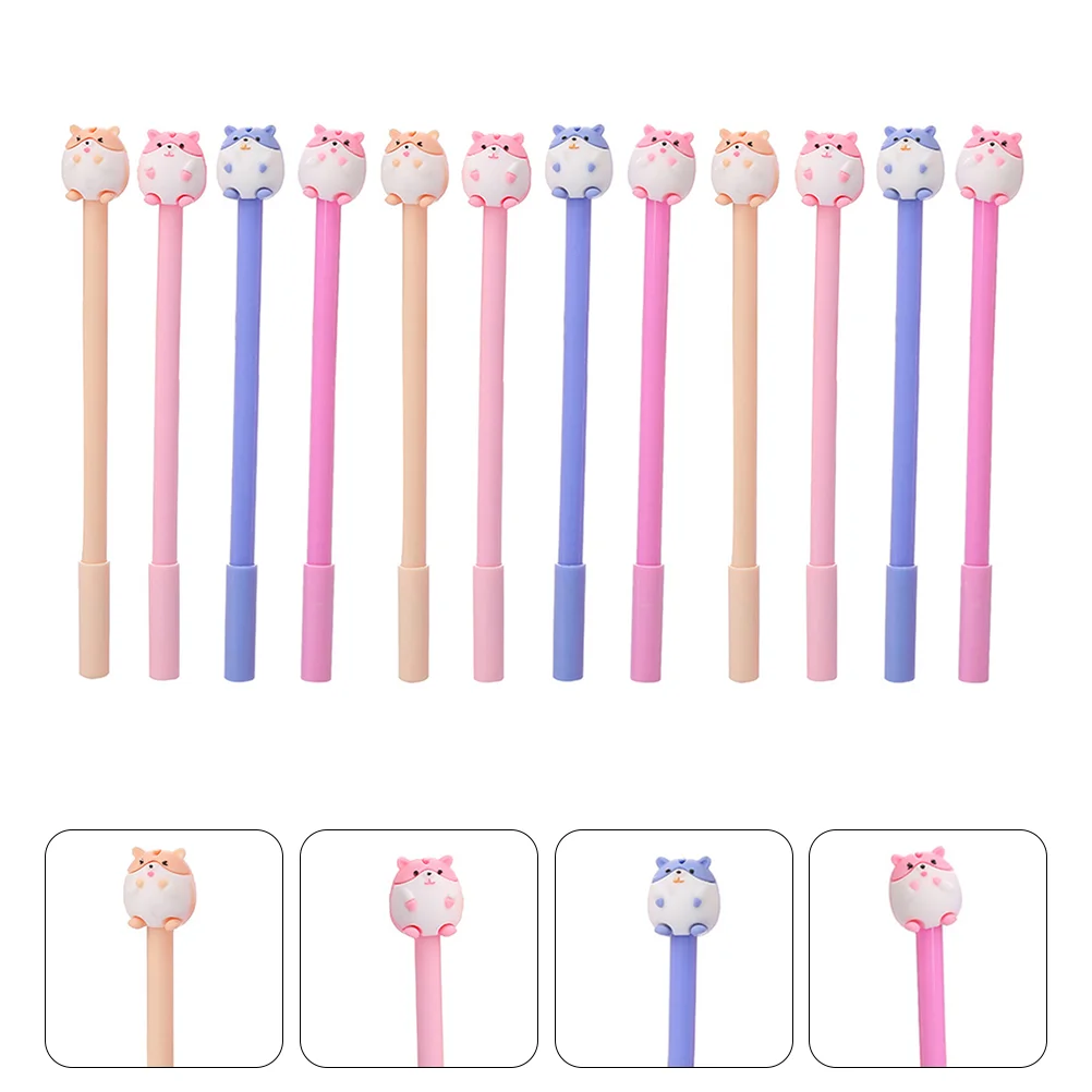 12 Pcs Cute Hamster Pen Needlepoint Guest Creative Gel Pens Come for School Students Stylish Writing Cartoon