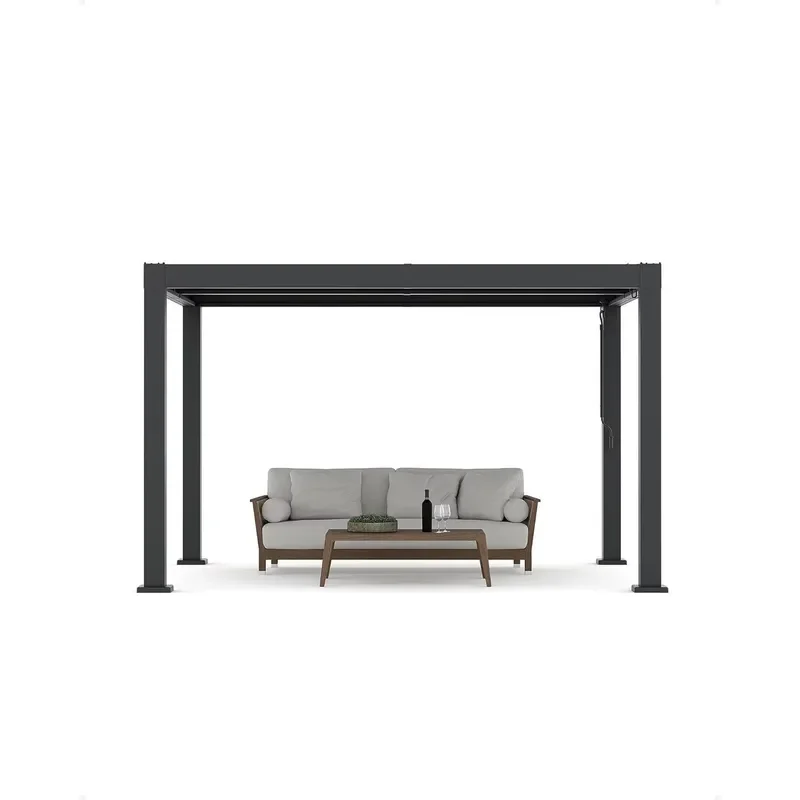 All-Aluminum Louvered Pergola 10 ft X 12 Ft, Outdoor Pergola with Adjustable Louvered Roof, Reinforced Aluminum Frame