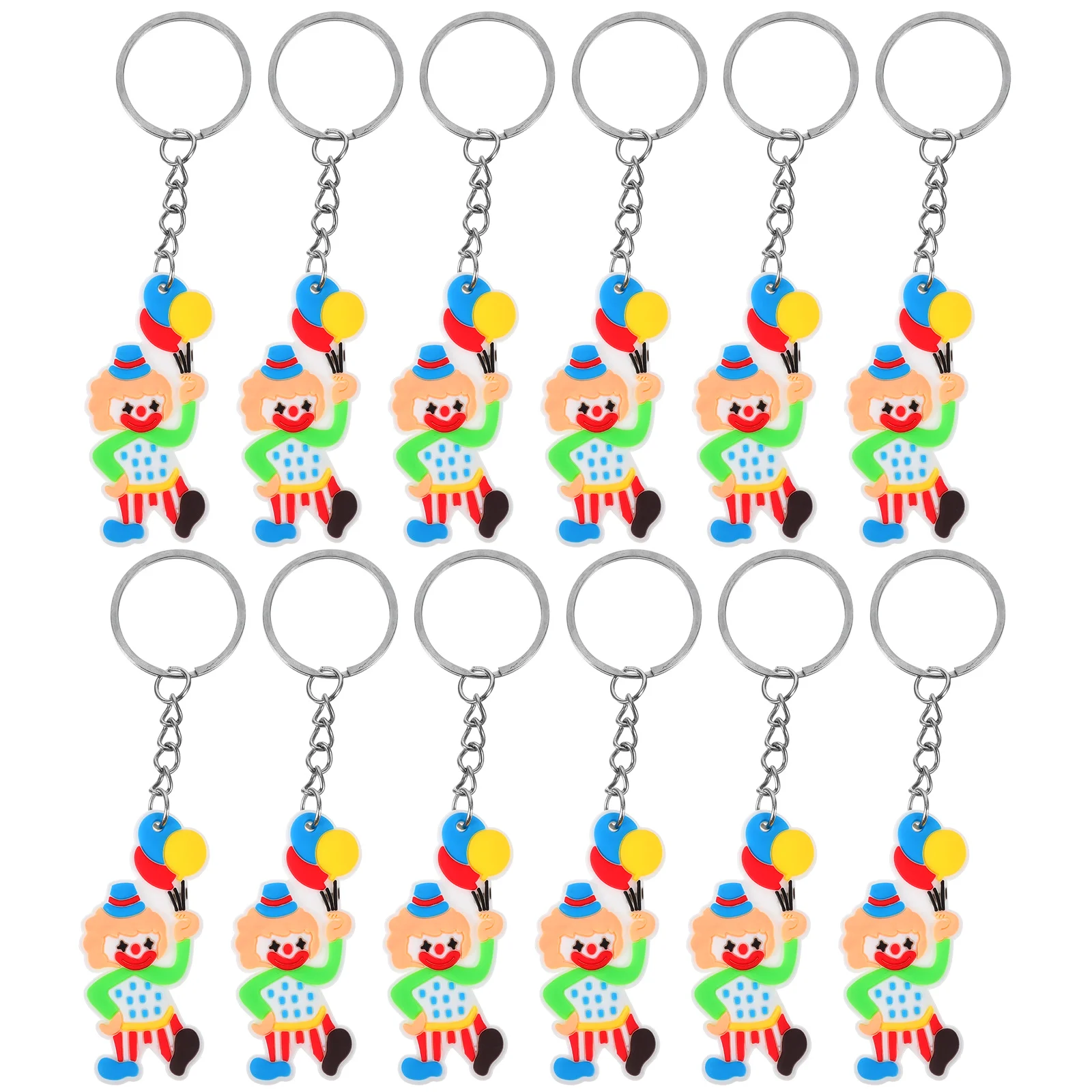 12 Pcs Clown Keychain Backpack Pendant Figure Kawaii Circus Keyring Purse Ornament Bunny Keychains for Women Girl