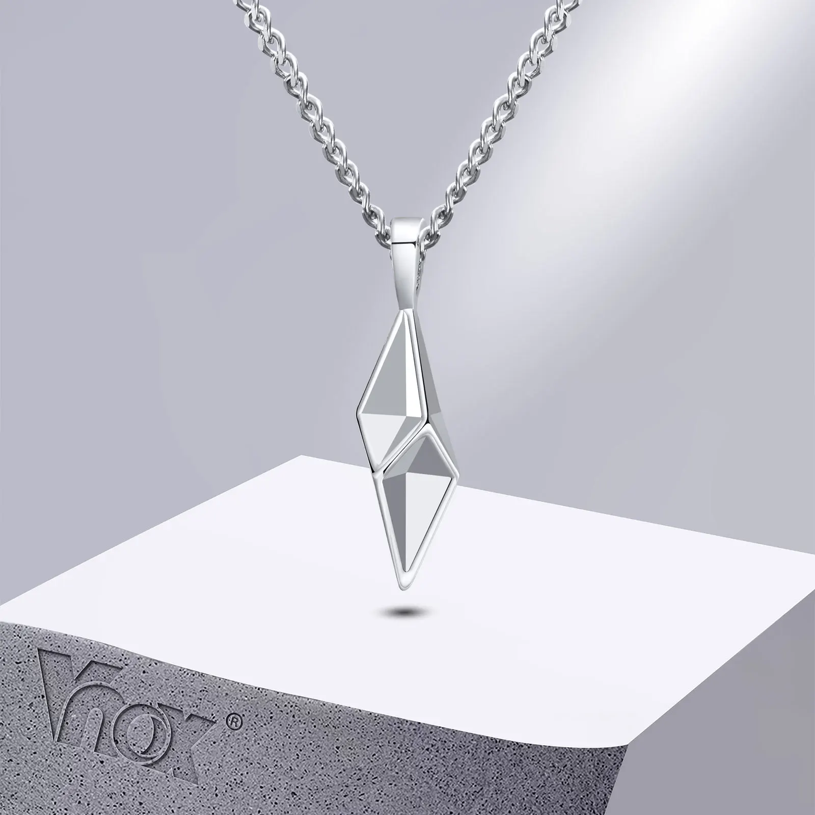 Vnox Star 4-Pointed Necklaces for Men, Stainless Steel Geometric Pendant Collar Valentine\'s Father\'s Day Birthday Gifts to Dad