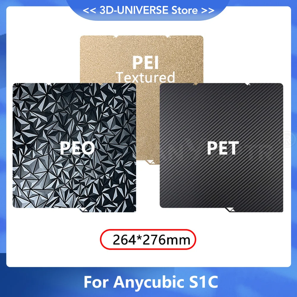 For Anycubic S1C PEI double-sided spraying PEO PET film 3D printer steel plate 264*276mm