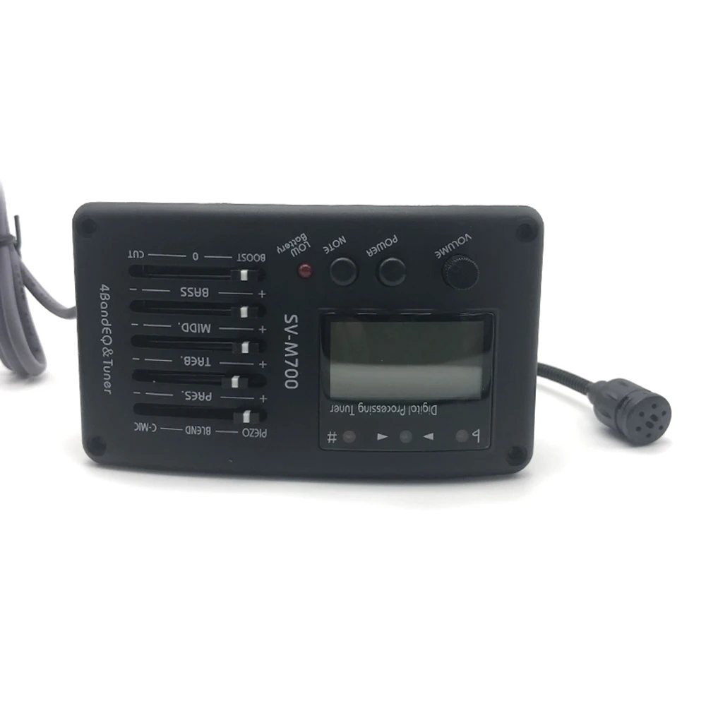 10 Set SV-M700 Akustikgitarre EQ Equalizer 4-Band mit Stimmgerät und Micro-Telefon-Tonabnehmer Schwarz