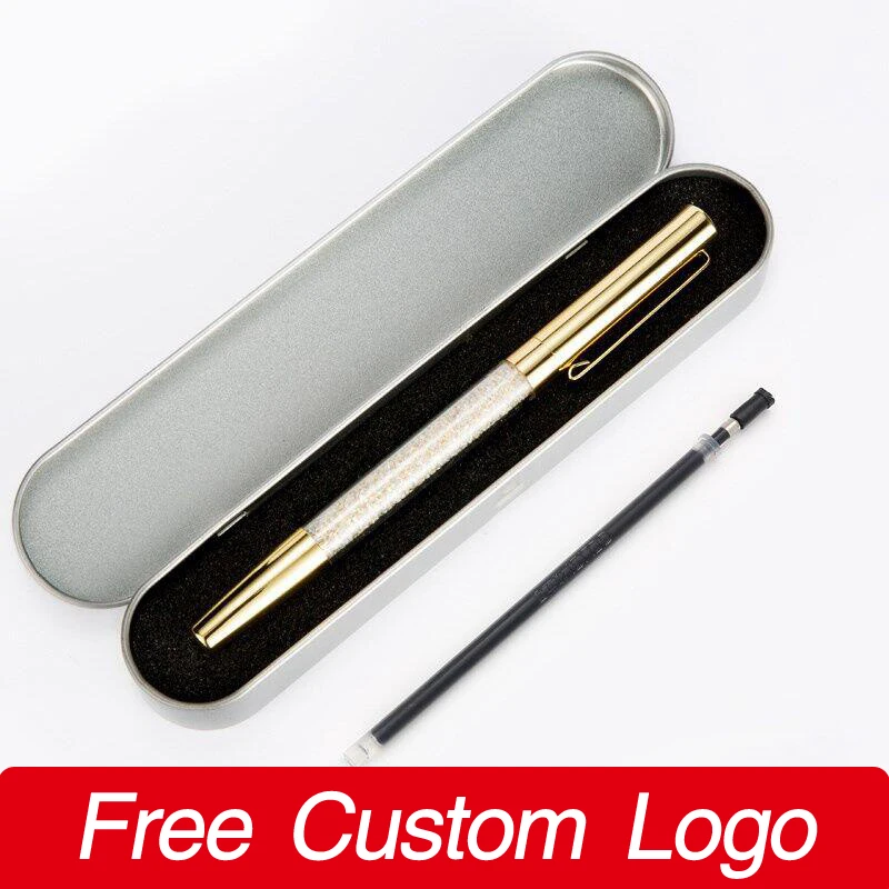 

Набор из 2 изысканных металлических гелевых ручек с кристаллами в подарочной коробке, с возможностью нанесения логотипа, памятный подарок, рекламные офисные принадлежности, канцелярские товары