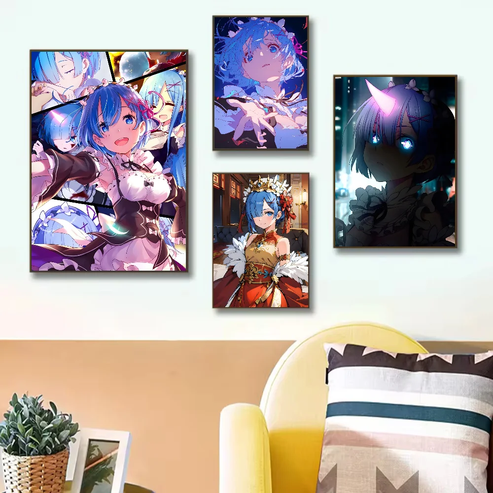 Re Zero Rem Poster HD art sticky wall waterproof home living room bedroom bar aesthetic decoration