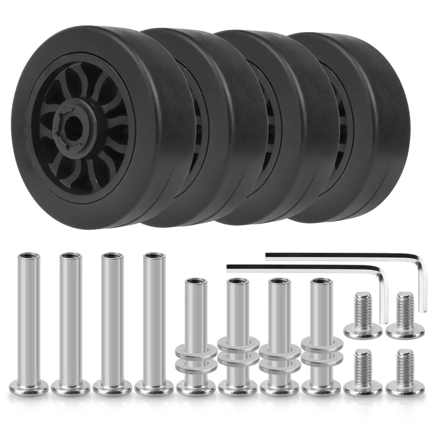 

Комплект из 4 сменных колес для багажа с винтами, 50 мм, черные, для чемоданов, колесики для тележек, запчасти для ремонта, аксессуары для багажа