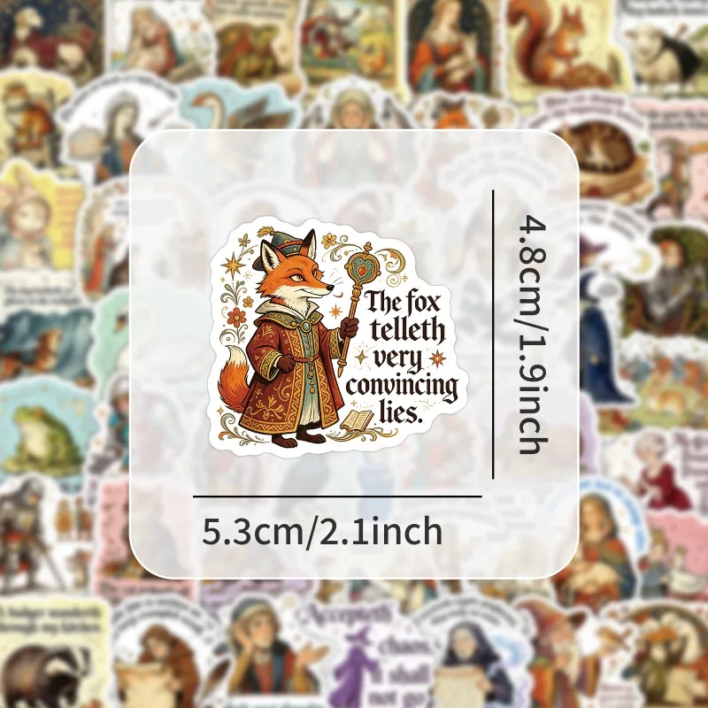 50Pcs Medievalcore Medieval Funny Stickers Fun Text Graffiti Decoration Waterproof Cup Stickers