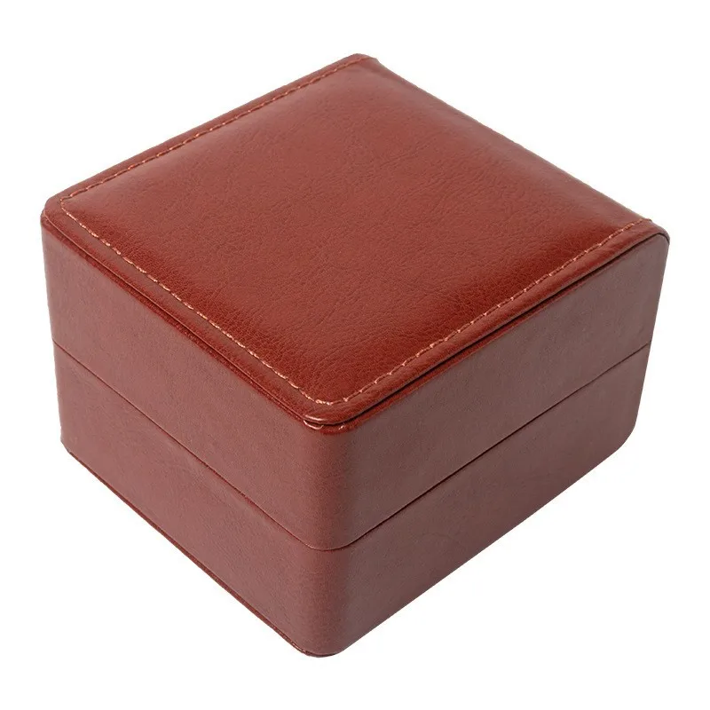 Brown Single Watch Gift Box With Pillow Pu Leather Wristwatch Display Case Organizer For Men/Women Watch Storage Gift Box