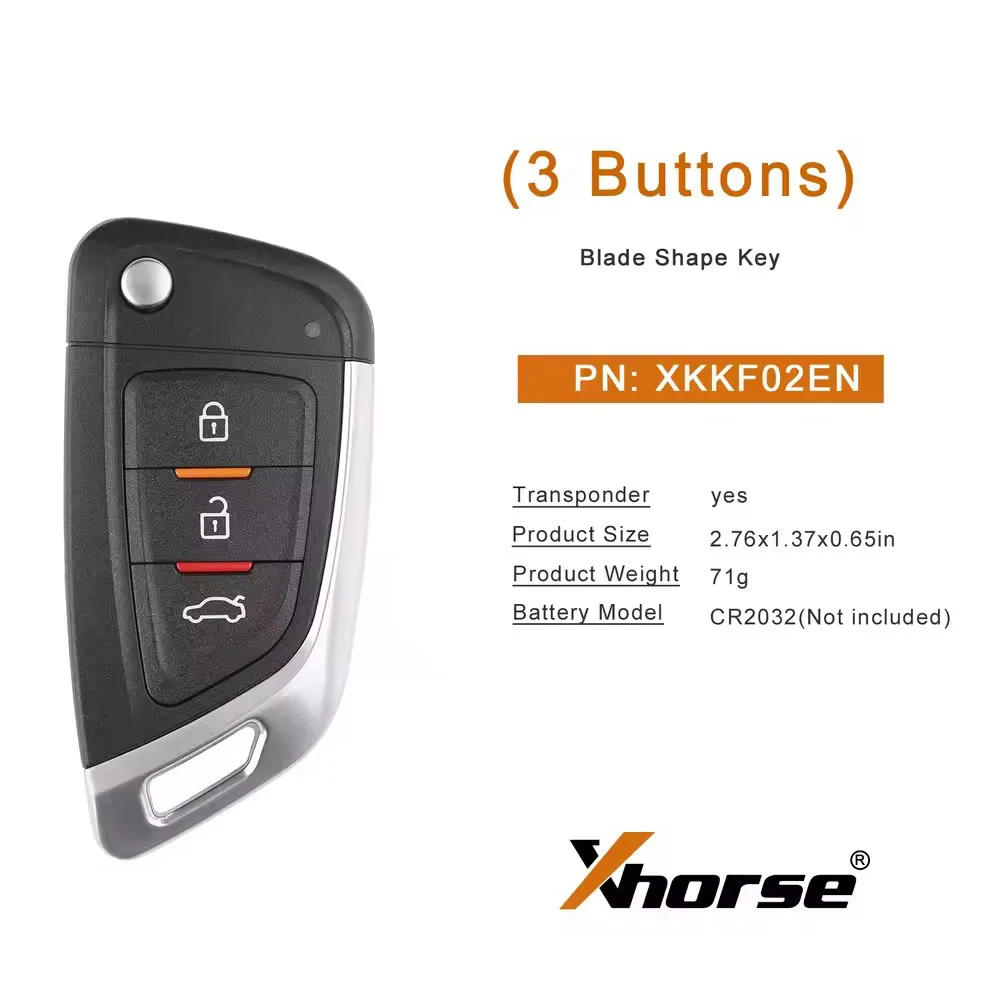5pcs/lot XHORSE XKKF02EN Universal Remote Car Key with 3 Buttons for VVDI Key Tool (English Version)