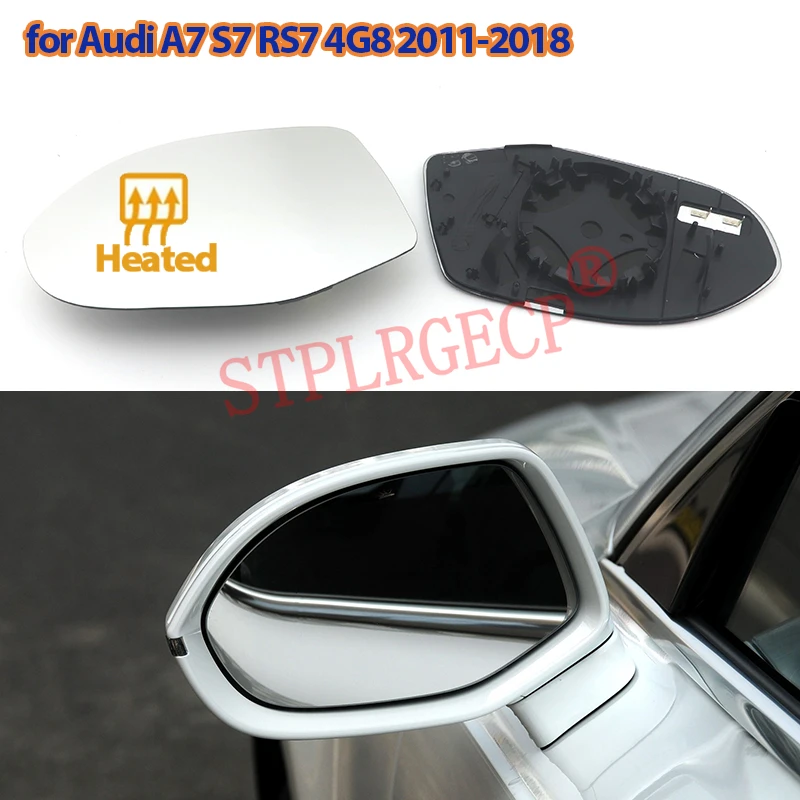 Image of Für Audi A7 S7 RS7 4G8 2011-2018 LHD Ersatz-Seitenspiegel Heizglas Beheizte Spiegellinse mit Platte LH RH