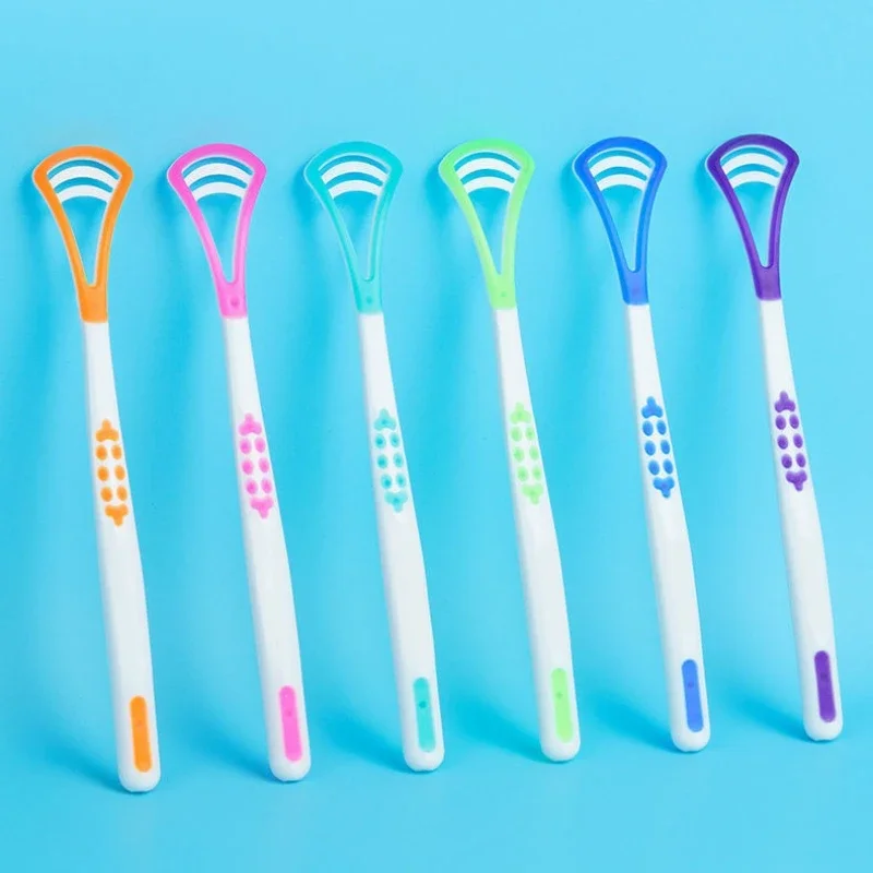 50Pcs Tongue Scraper Oral Cleaner Brush Fresh Breath Cleaning Coated Toothbrush Hygiene Care Tools