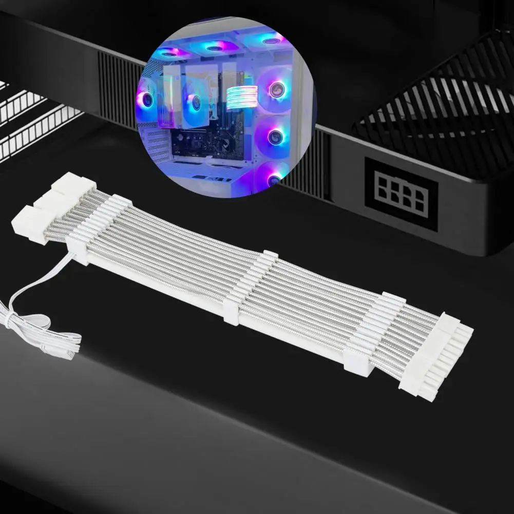 White PC Case Extension RGB Cable GPU 3X8Pin ARGB Neon Color Line Streamer Transfer Adapter Power Supply Glowing Colorful Line