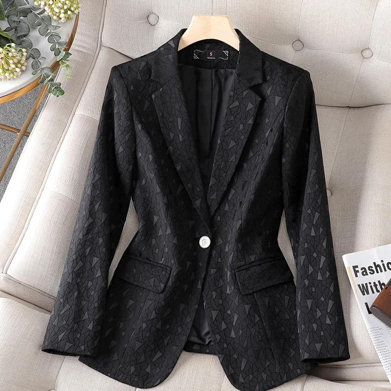 Plus Size 4XL Ladies Blazer Jacket Women Black Apricot Purple Long Sleeve Single Button Female Work Wear Formal Coat Y2K