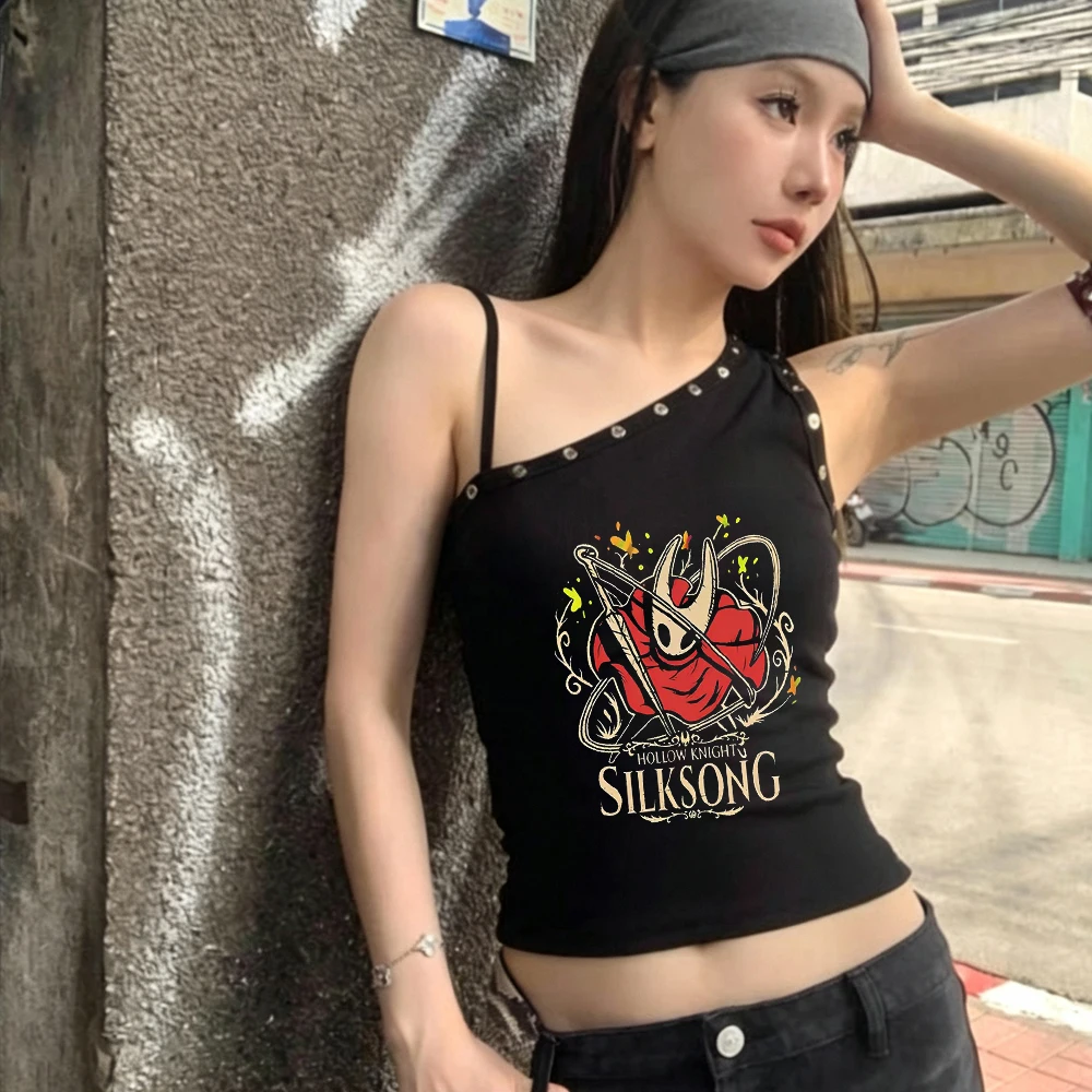 Hollow Knight cropped top female japan y2k funny manga goth shirt kawaii alternative  grunge funny 2000s