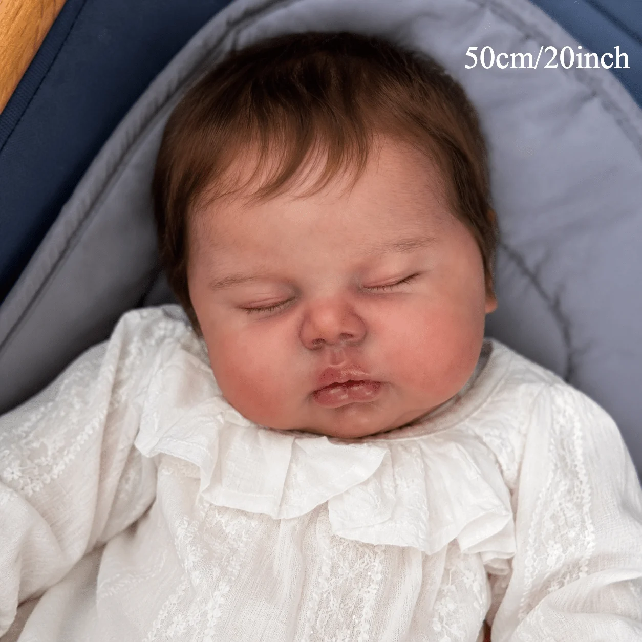 BZDOLL Asleep Collectible Reborn Baby 50 CM Cloth Body Doll, Simulation Doll for Home Decoration, Handmade with Soft Rooted Hair