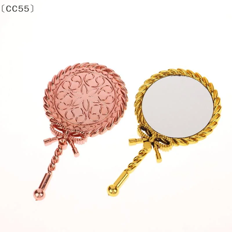 [CC55] مرآة مكياج محمولة عتيقة محمولة باليد، مرايا مستحضرات تجميل مستديرة، أداة تجميل لمرآة المحكمة الأوروبية النبيلة القديمة