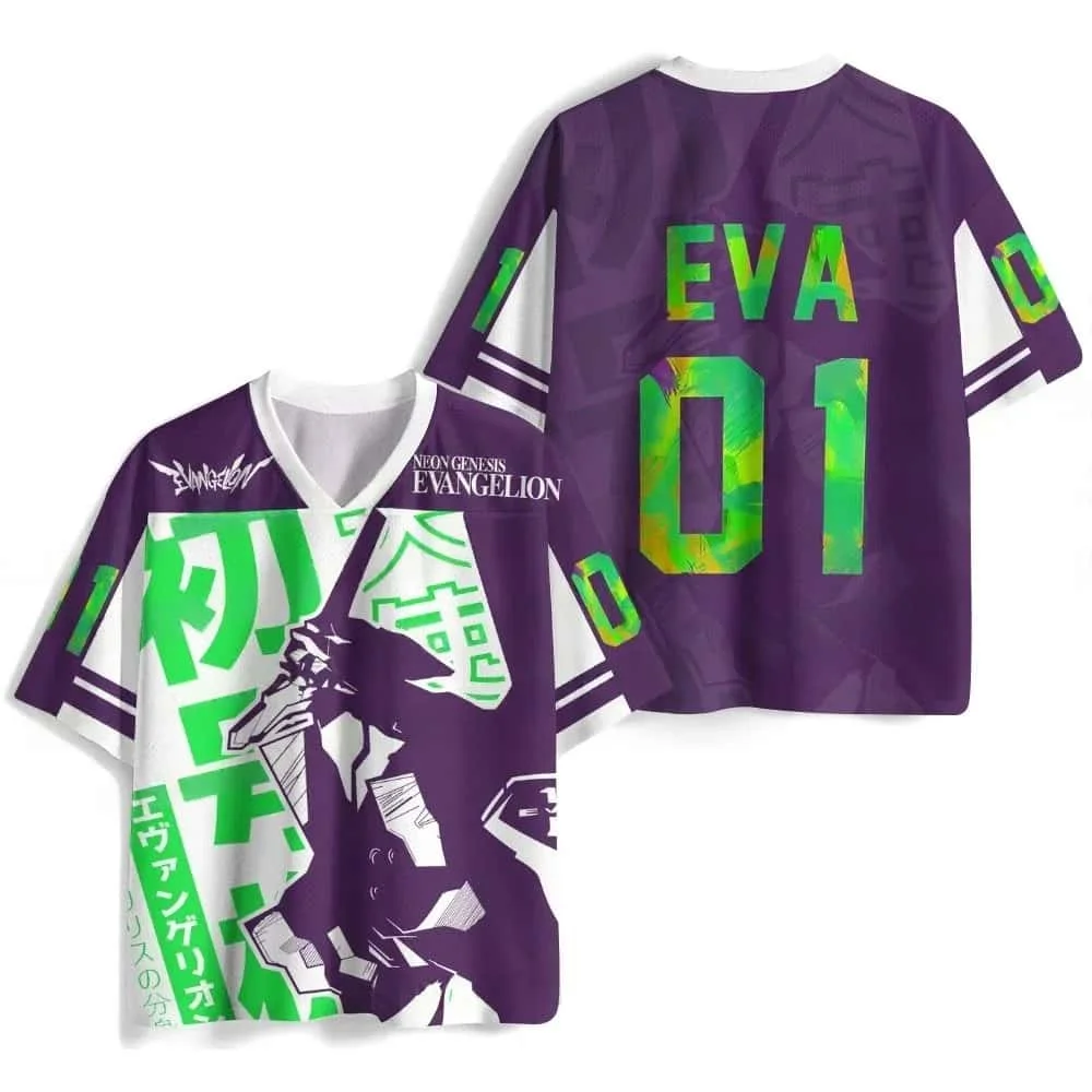Summer New EVA New Century Gospel Warrior Peripheral Ayanami Chuhao Machine 01 Loose Quick Drying Men's and Women's T-shirt