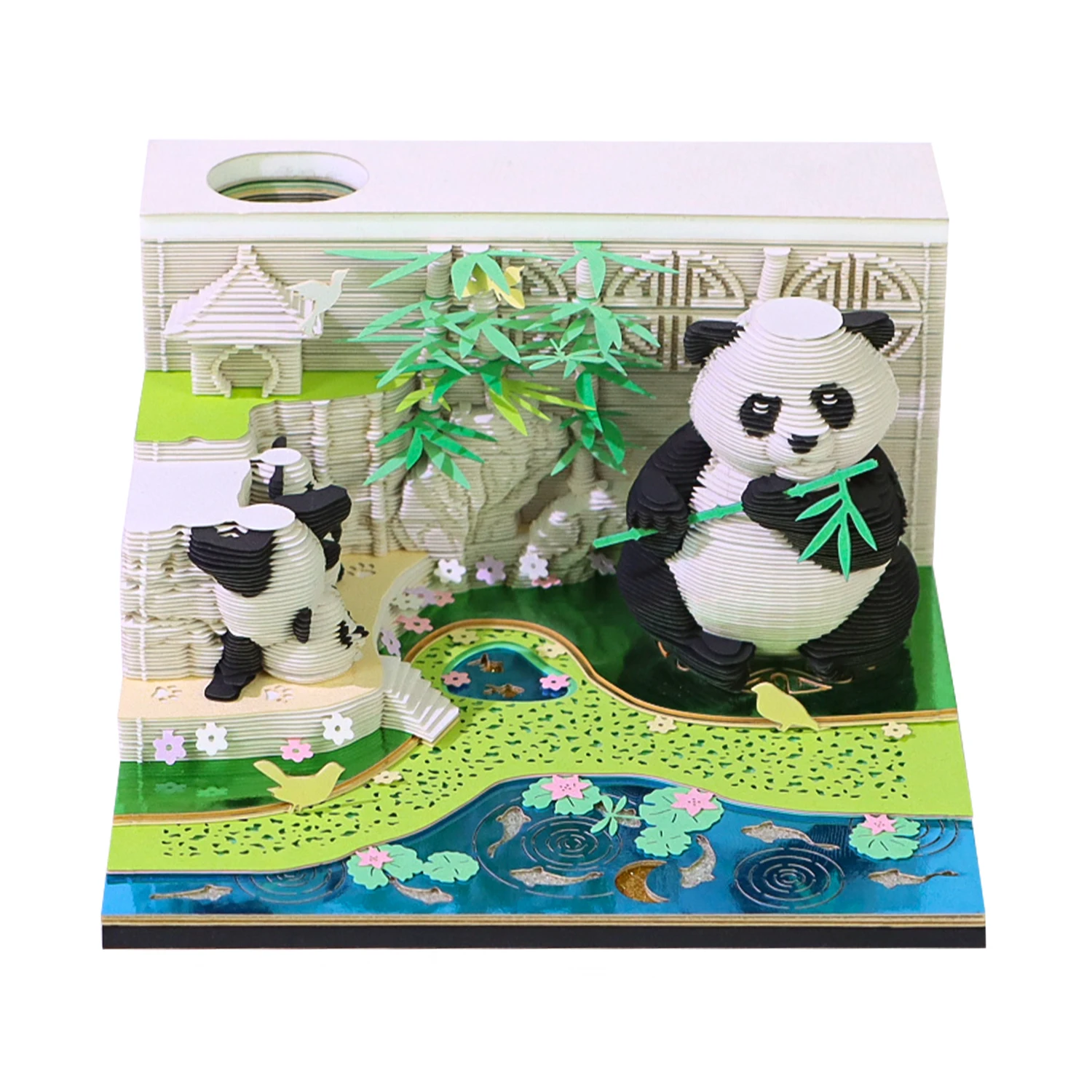 Omoshiroi Block 3D Notepad Mini Panda Memo Pad With 2025 Calendar Paper Notes Artistic Notepad Creative Christmas Birthday Gift