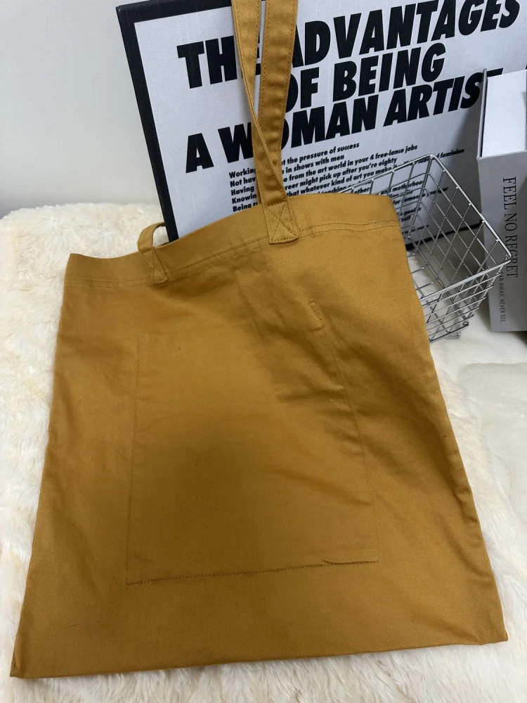 Embroidery Stars Letter Tote Bags 2024 Summer Yellow Canvas Shoulder Bag Designer Handbag Sweet Girls Big Shopping Pack