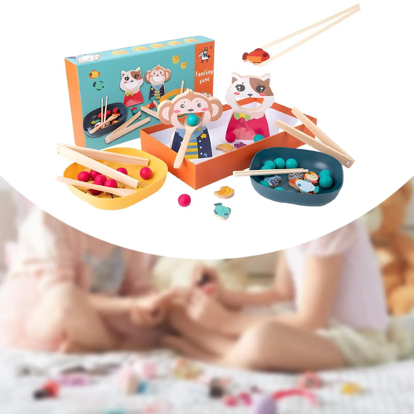 Animal Feeding Game Matching Game for Toddlers Preschool Sensory Toys, Play Food Set for Kids for Life Skills Kindergarten