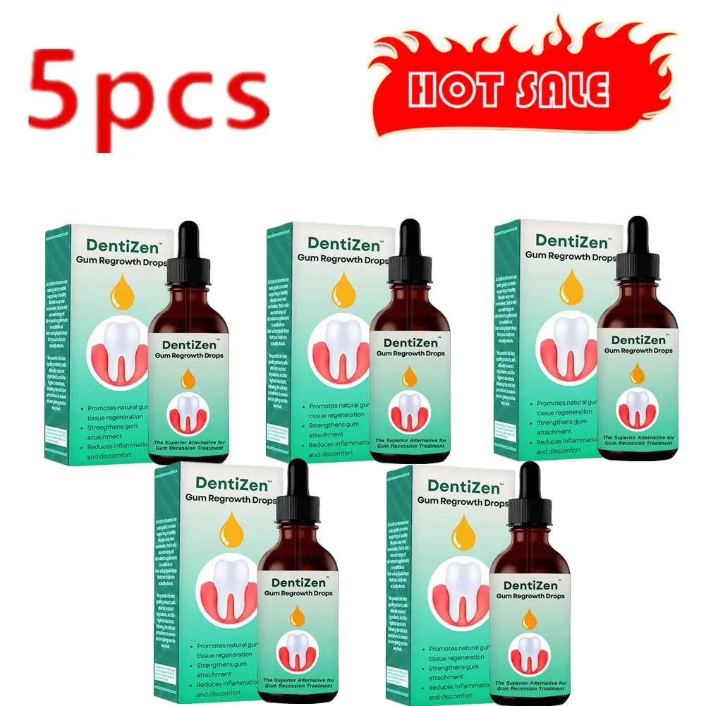 5PCS 30ml Dentizen Gum Regrowth Drops Relieve Mouth Periodontal Gum Pain Treatment Bad Breat Antibacteria Oral Clean Care