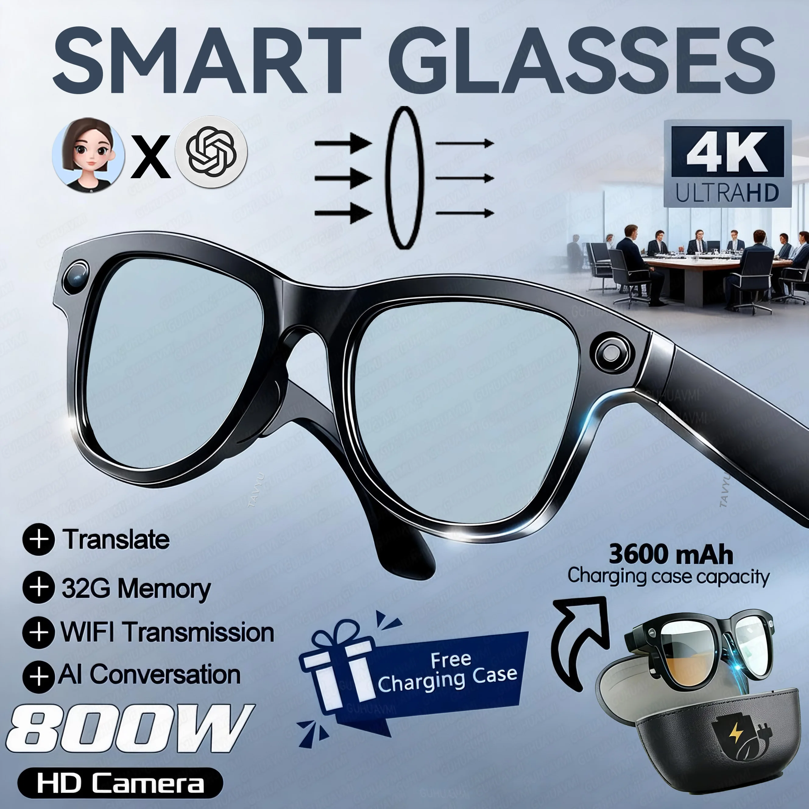 2026 Ultra AI Smart Glasses (1200P Camera, ChatGPT Voice) image