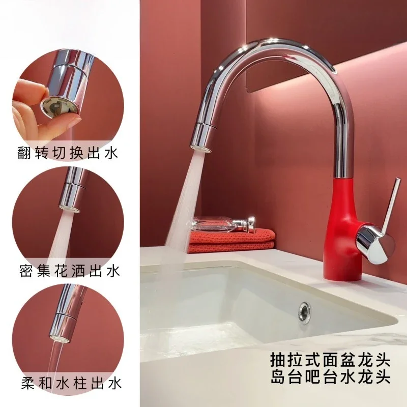 Basin Pull Faucet Household Bathroom Faucet Bar Kitchen Island Pull Faucet