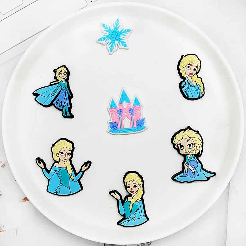 13pcs Miniso Cartoon Disney Princess Frozen Anna Elsa Olaf PVC Shoe Charms For Clogs Pins Sandals Shoes Decoration Kid Girl Gift