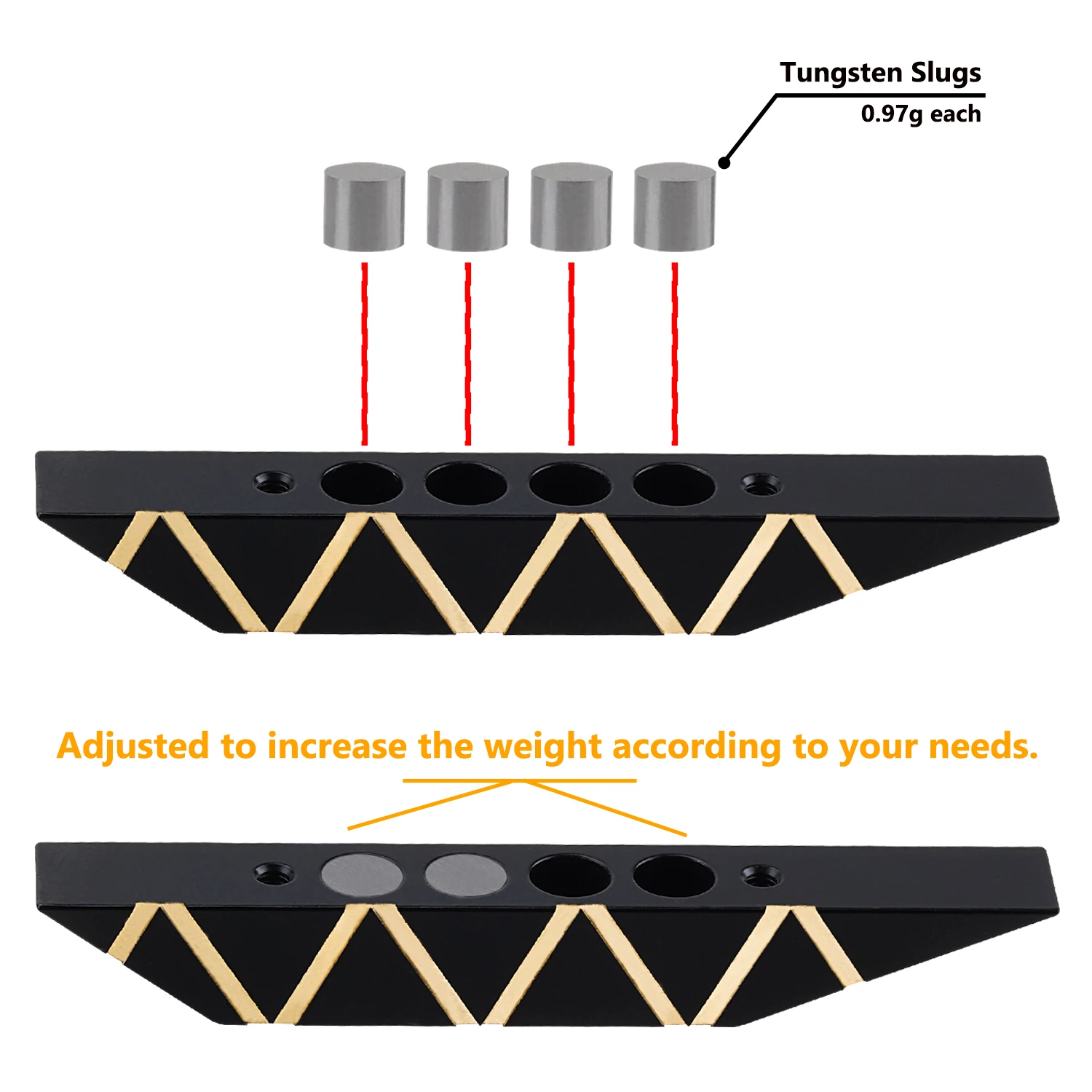 TCRC Brass Boulder Bars Adjustable Weights with Tungsten Slugs for Redcat Ascent-18 1/18 scale RC Crawler Car Upgrades