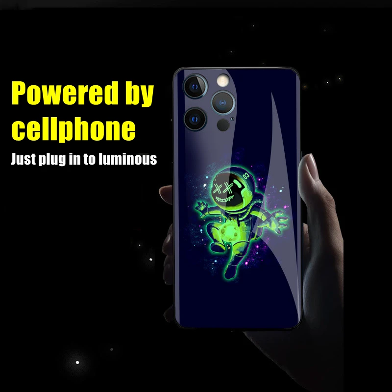 

Cool Astronaut LED Light Source Glowing Luminous Case for OPPO R9 R11 R15 R17 Reno 6 7 8 9 10 Find X5 Pro Plus Accessories