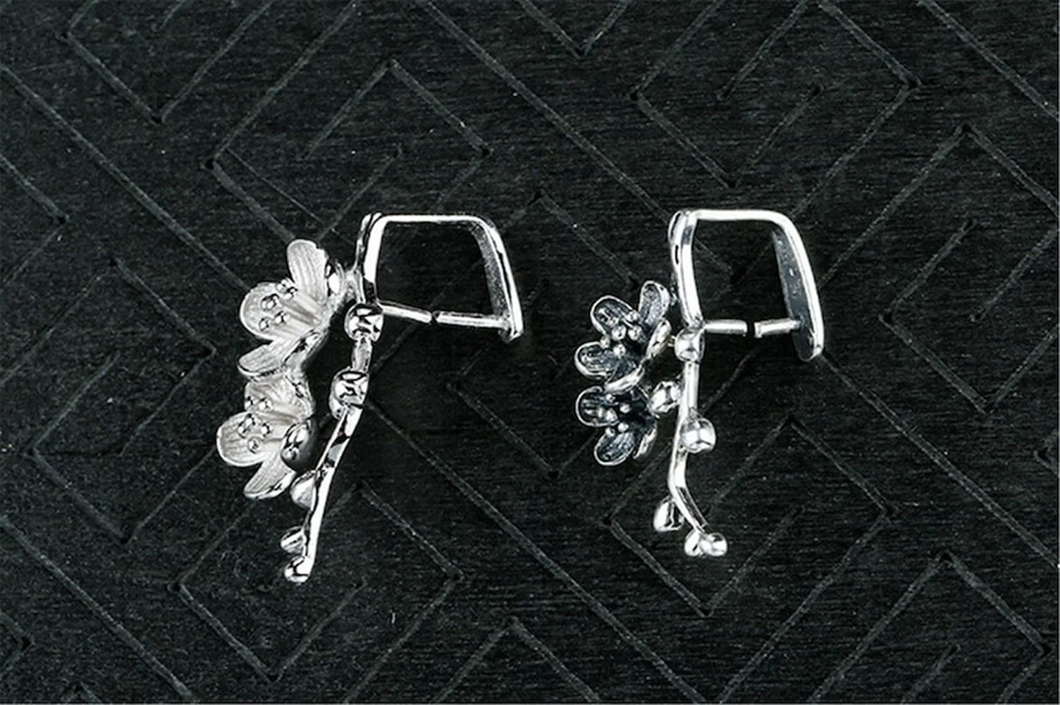 925 Sterling Silver Bail Connector Sterling Silver Plum Flower Pendant Pinch Bail
