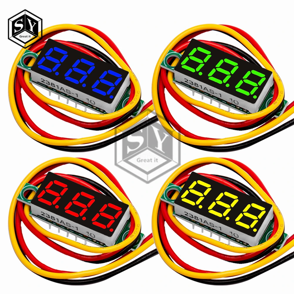 Three line precision DC digital voltmeter head LED digital voltmeter DC4.5V-30V 0.28 Inch Mini Digital Voltmeter 0-100V