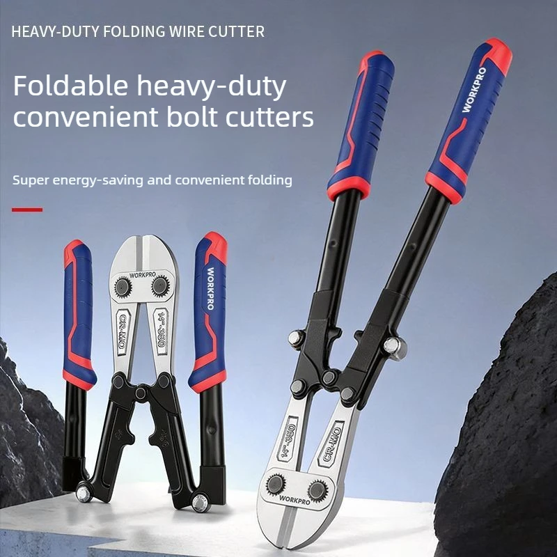 Professional Heavy Duty Foldable Bolt Cutter Industrial Labor-Saving Shear for Rebar Iron Wire Chain Padlock Breaking