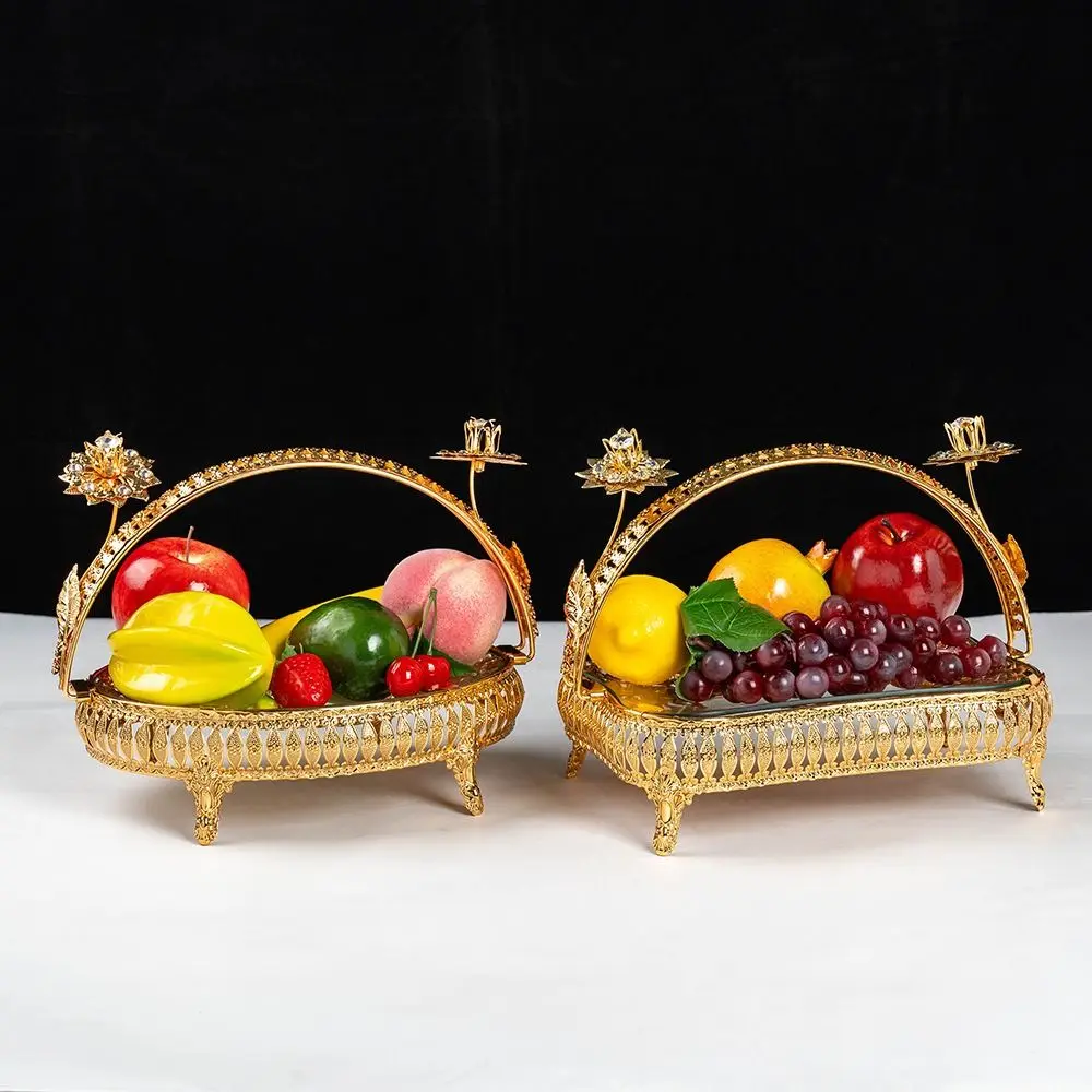 

Desktop Ornament Metal Fruit Plate Creative Retro Storage Basket Classic Multi-Function Pastry Tray Coffee Table