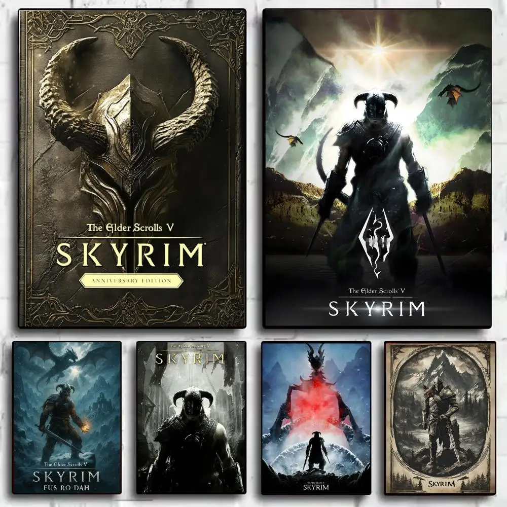 Game T-The Elder Scrolls V S-Skyrim Poster Aesthetic Wall Art Print Modern Bedroom Living Room Decor Trendy Gift