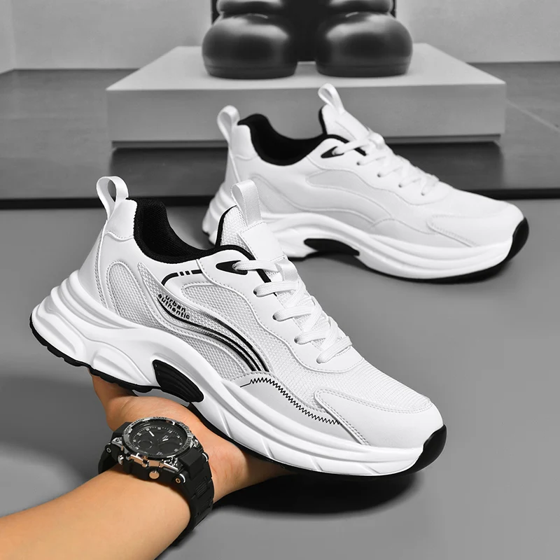 

Sports and leisure shoes, men's shoes, marathon oversized air cushioned shoes, fly woven all season rubber, wear-resistant, anti