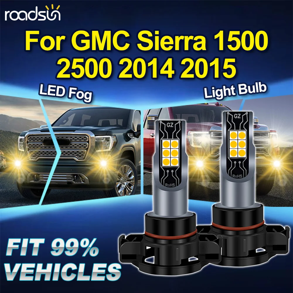 

ROADSUN 5202 PSX24W For GMC Sierra 1500 2500 2014 2015 2PCS 3000K Yellow Car LED Fog Light Bulb Ultra Plug And Play Lamp Ampoule