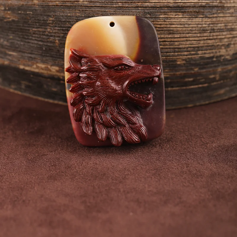 

B & F Mookite Jasper голова волка кулон бусина ручной работы из натурального камня принадлежности для изготовления ювелирных изделий уникальные бусины для творчества 53x41x14 мм