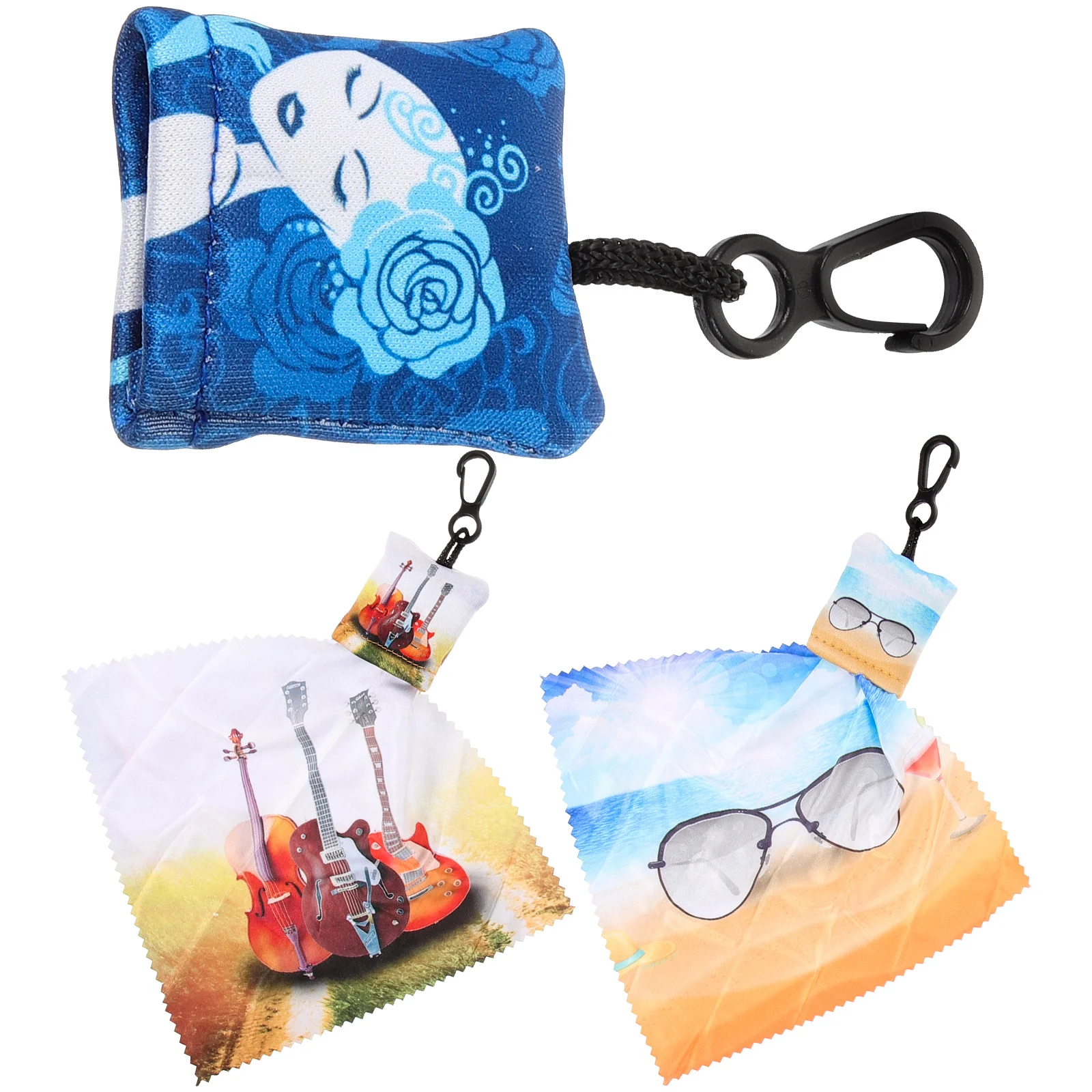 3 Pcs Key Chain Eye Glasses Lens Cleaning Cloths Metal Screen Wipes Electronics